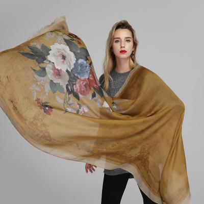 China Polyester Women Floral Pattern Printed Scarf Cotton Voile Scarf Wraps 7Colors 10pcs/lot Hijabs for sale