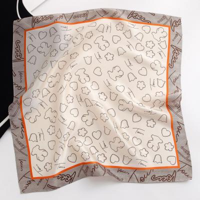 China Women's Logo Printed Silk Kerchief Comfortable Silk Bandanas 100% Satin Scarf Square Cloth Silk Kerchief Bandanas for sale