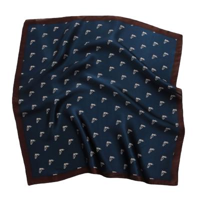 China Women's Logo Horse Printed Silk Kerchief Comfortable Silk Bandanas 100% Satin Scarf Square Cloth Silk Headscarf for sale