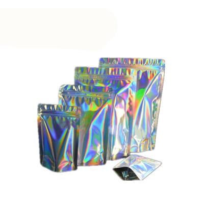 China Glossy Finish Hot Sales Foil Laminated Laser Hologram Mylar Custom Zipper Plastic Packaging Bag for sale