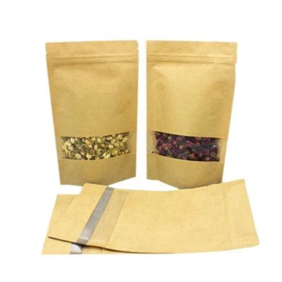 China Pouch Food Kraft Paper Pouch / Disposable Coffee Bean With Clear Window / Custom Kraft Paper Ground Coffee Packaging Bag With Ziplock for sale