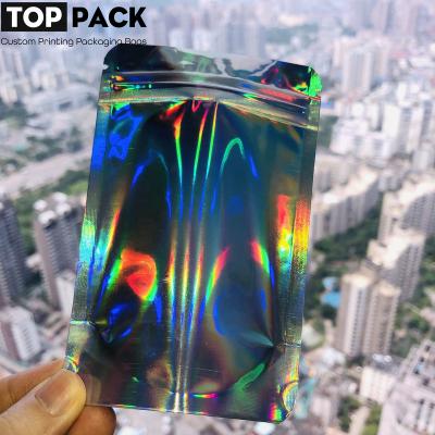 China Hologram Laser Bag With Zipper Hologram Laser Packaging Sunflower Seeds Silver Foil Paper Stand Up Bag With Zipper for sale