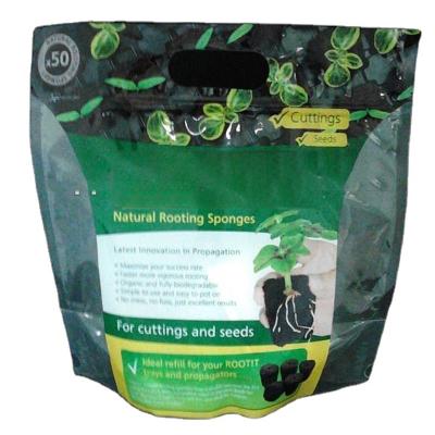 China With Zipper 50 Refill Natural Rooting Sponges Stand Up Packaging Bag with Zipper for Cuttings and Seeds for sale