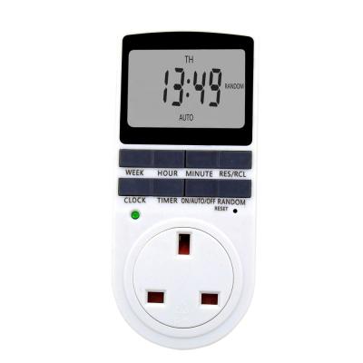 China Large LCD Digital Residential / 24 Hour 12 / 24 Hour Programming Weekly Daily Timer Switch UK Standard for sale