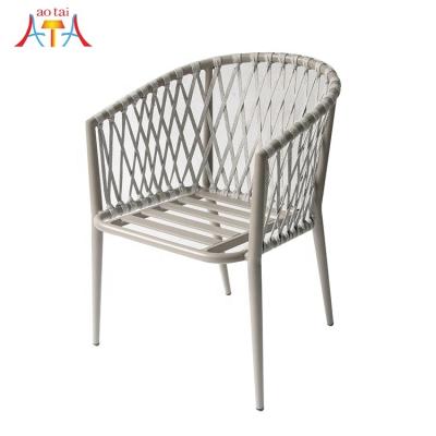 China (Other) Adjustable Chinese Modern Rope In Metal Restaurant Patio Club Outdoor Furniture Dining Chairs for sale