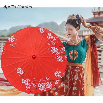 China 82cm Modern Dancing Car Umbrella Shade Chinese Style Sunshade Classical Dance Paper Oil Rainproof Sunscreen Umbrella Ancient Women for sale