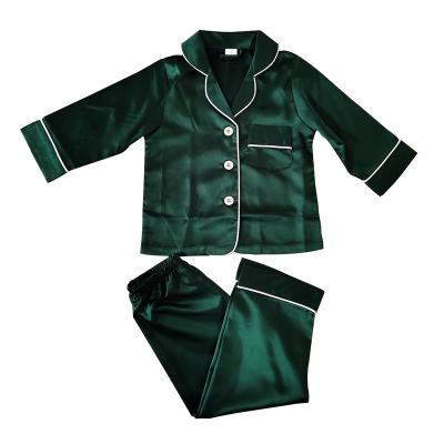 China QUICK DRY Babies' Solid Color Matte Satin Pajamas Long Unset With Contrast Piping - Style No: BB9000A for sale