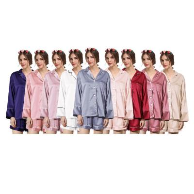 China QUICK DRY Silk Satin Women Long Sleeve Pajama Shirt for sale