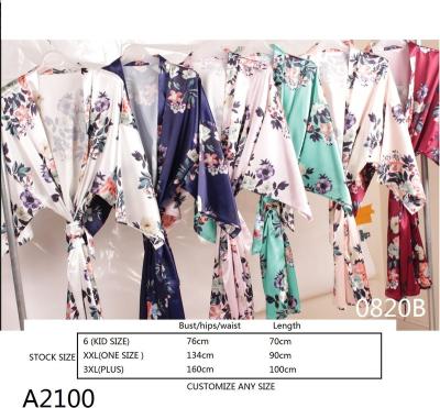 China Breathable Customize High Quality Floral Silk Robe for sale