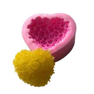 China Wholesale Viable Valentine's Day Love Rose Flower Cake Mold Soap Candle Wax Melt Aromatherapy Silicone Molds EF030 for sale