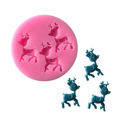 China New Fashion EF351 Christmas Cake Decorations Supplies Sustainable Sika Deer Chocolate Mold Designs for sale