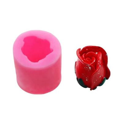 China Large Viable Valentine's Day DIY 3D Fondant Rose Silicone Soap Candle Cake EF010 Mold for sale