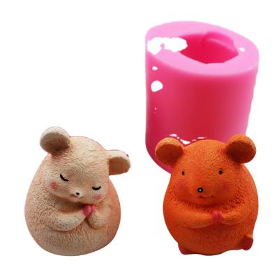 China Wholesale New BPA Viable Creative 3D Fondant Couples Mouse Silicone Cake Candle Molds for sale