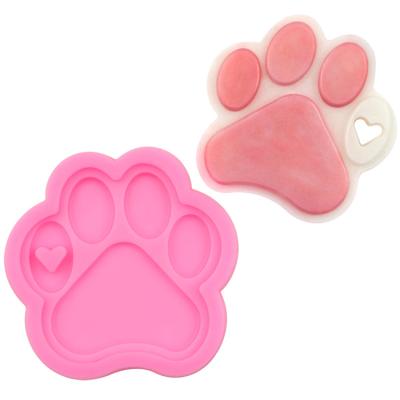 China EF131 Silicone Heart Paw Cat Print Keychain Mold For Resin Sustainable Crafts for sale