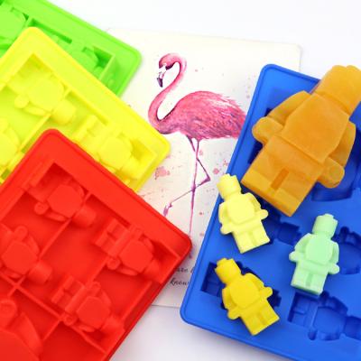 China ES290 5 cavity cake mold silicone viable lego robot building block ice cube tray silicone molds for sale