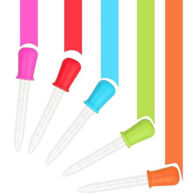 China Non Spill ES208 5ml Food Grade Candy Color Silicone Plastic Pipettes Liquid Dropper Droppers for sale