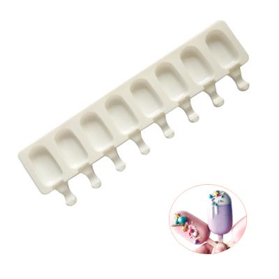 China Small Viable Classic Oval White 8 Cavities Popsicle Silicone Ice Cream Mold ES161 for sale