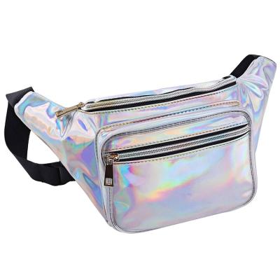 China Water Proof Popular Custom Holographic Metallic Fanny Pack Waist Bag For Women Girls for sale