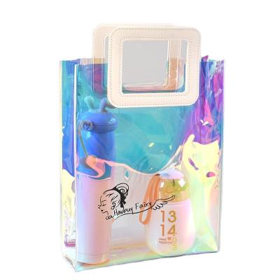 China Reusable Transparent Reflective Hologram Laser Clear Fashion Beach Shopping Custom Holographic Tote Bag for sale