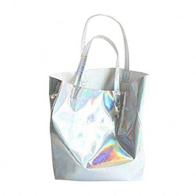 China Custom Fashion Rainbow Hologram PVC Tote Bag Holographic Handbag For Shopping Gift for sale