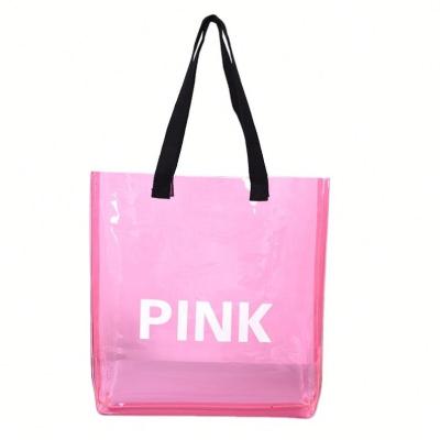 China Wholesale Waterproof And Durable Waterproof Beach Clear Shopping Bags With Straps Transparent PVC Shopping Bag for sale