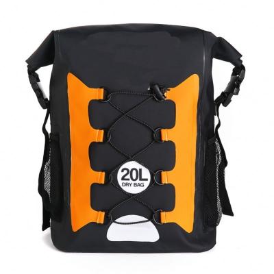 China Custom waterproof 500D PVC tarpaulin lightweight outdoor travel roll top logo laptop 25L 30L 40L 60L dry bag backpack for sale