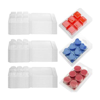 China Eco-friendly Clear Empty Plastic Melt Clamshells PET 6 Cell Wax Molds Heart Shaped Packs For Fragrance Candles Boxes for sale