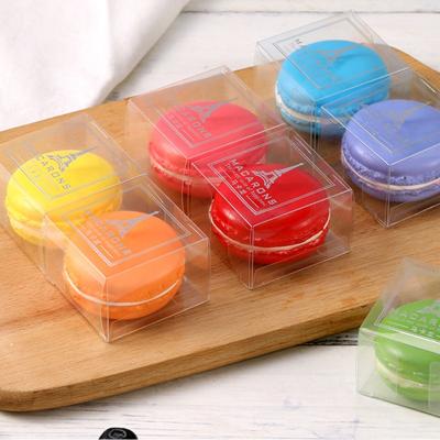 China Eco-Friendly Clear Recyclable Plastic Folding PET Food Grade PP PVC Small Cake Pastry Macaroon Boxes for sale