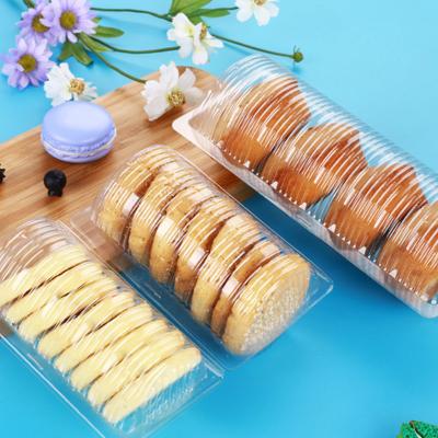 China Togo Clear Hinged Plastic Boxes Recyclable Single Compartment Clamshell Food Container for Cake Bun Cookie Sandwich for sale