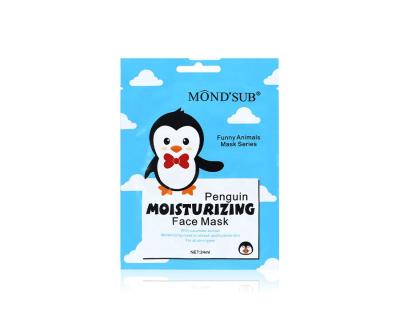 China Packing Private Label Animal Face Masks Funny Facial Beauty Moisturizing Deep Penguin Print Face Mask Animal Sheet With Cucumber Extract for sale