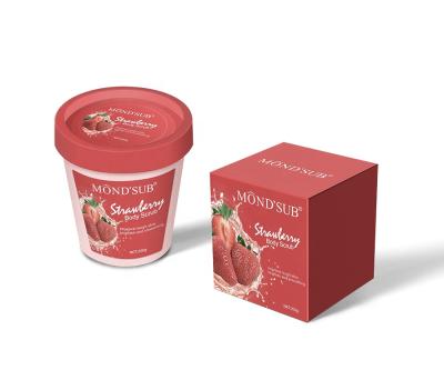 China Exfoliator Exfoliantes Private Label Strawberry Fruit Ice Cream Natural Whitening Body Scrubs for sale