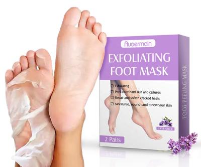 China 2 Pairs Per Box Private Label Lavender Peeling Mask Feet Skin Care Pads Exfoliating Foot Mask for sale