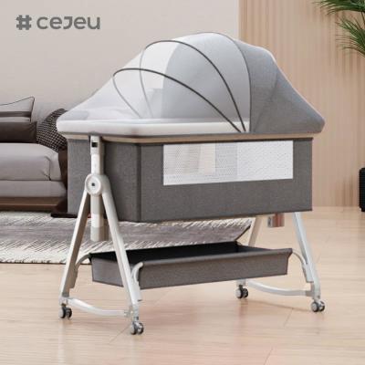 China Detachable baby bassinet bedside crib with mosquito net and mattress, Crib Adjustable height, newborn baby must have bed for sale