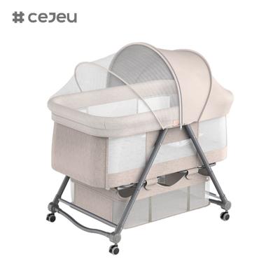 Chine CJ-BJJ-001 Berceau pour bébé réglable en hauteur Berceau pour bébé réglable en hauteur Lit berceau berceau avec berceau 300D linge de lin quatre couleurs à vendre