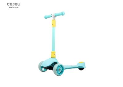 China Blue 3 Wheel Kids Scooter PU With Adjustable Height for sale