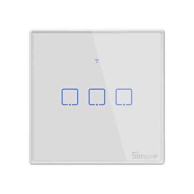 China Wifi Lamp Switch SONOFF T2UK 3C TX 3 Strip WiFi Panel Glass Touch Wall APP/Voice/RF Control Light Time Switch Remote Works With Alexa for sale