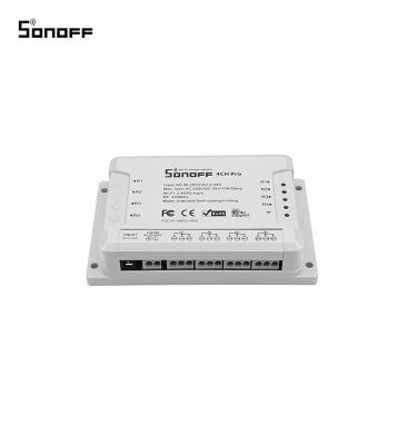 China Sonoff 4CH pro R2 Wi-Fi Smart Home RF Switch 4-Gang Din Rail Mount Remote Control Smart Home Automation, Self-Locking/Coupling Home Appliances Control for sale