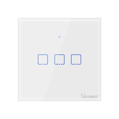 China New Arrival SONOFF T1UK 3C TX Wifi Lamp Switch Wall Lamp Switch 3 Band RF App Voice Smart Home Automation Touch Control Works with Alexa for sale