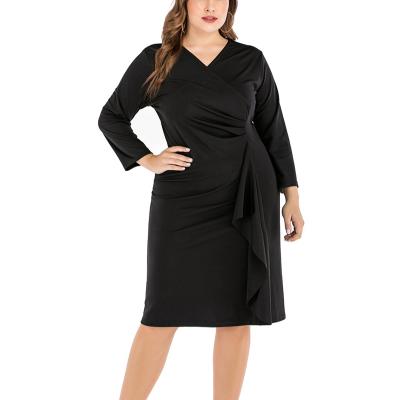 China New 2022 Dry Cleaning Spring and Autumn Stretch Plus Size Women's New Long Sleeve V-Neckline Girl Clothes Black Wholesale for sale