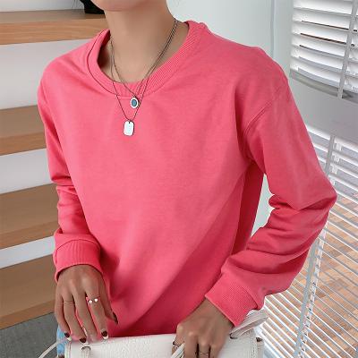 China 2022 New Arrival Fashion Trend Rose Red O-neck Solid Color Street Sweatshirt Casual Anti-pilling Women's Clothing for sale