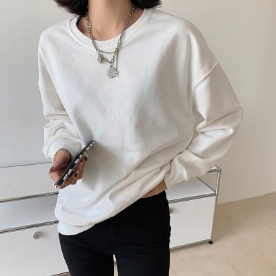 China Boys and Girls Solid Color Polyester White Anti-pilling Solid Color Casual Sweatshirts High Quality Custom Sweater Women for sale