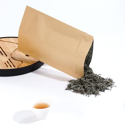 China Recycled Materials Compostable Kraft Paper Stand Up Pouches Waterproof Ziplock Paper Packaging Bag Custom Food Tea Stand Up Pouch Bag With Zipper for sale