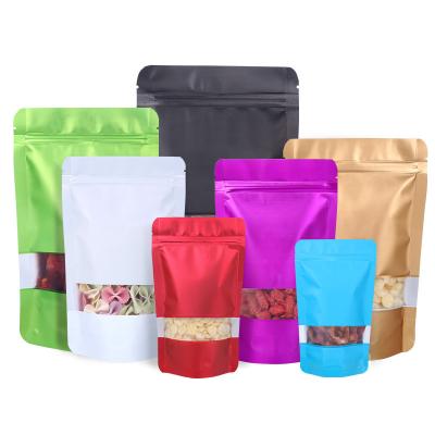 China Recycled Resealable Mylar Aluminum Foil Bags Materials Waterproof Mylar Ziplock Bags Food Aluminum Foil Holder Bags Custom Tea Coffee With Window for sale