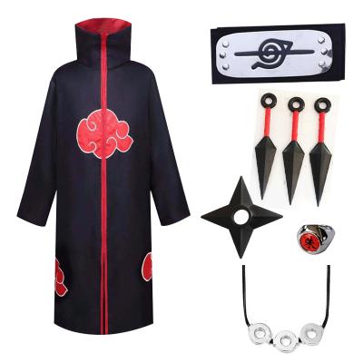 China Cosplay Cartoon Halloween Red Cloud Cape With Headband Necklace Ring Japanese Anime Cosplay Comic Minato Akatsuki Minato Akatsuki Robe Uchiha Itachi Cloak for sale