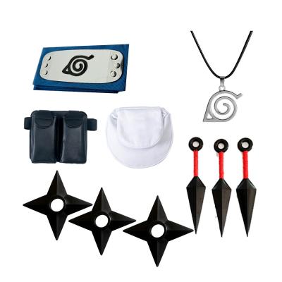 China Japanese Cosplay Cartoon Anime Role Play Props Plastic Kunai Shuriken Ninja Figure Weapons Waist Bags With Headband Legging for sale