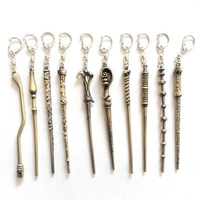 China Hogwarts Key Chain Harry Hermione Collectable Potter Magic Wand Comics Manga Accessories Dumbledore Mystery Wizard Stick Gift for sale