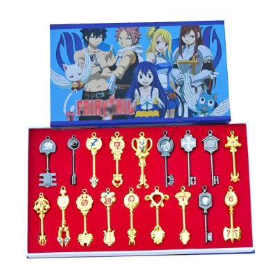 China Souvenir Gift 18pc/set Anime Comic Cosplay Tail Zodiac Star Spirit Magician Summons Lucy Golden Key Chains Fairy Weapon for sale