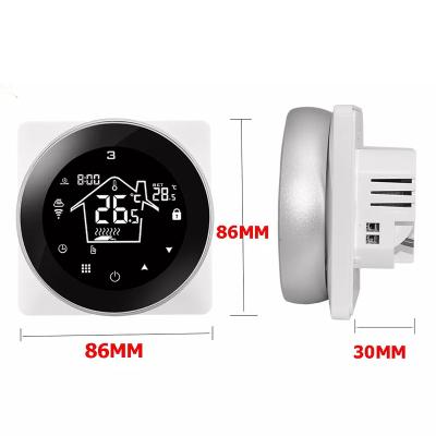 China Modern Black Backlight Sliver Color Thermostat Round Digital Tuya APP Control Thermostats for sale