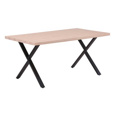 China Good quality mdf style mdf dining room table metal leg restaurant table black metal furniture contracted leg hotel tables for sale