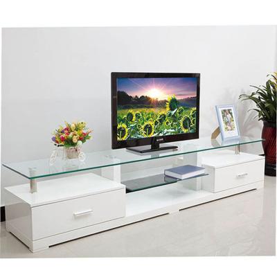 China Stant Modern White Mirrored Glass TV Stand Cheap High Length Tables Single Unit Living Room Furniture Glossy Modern for sale